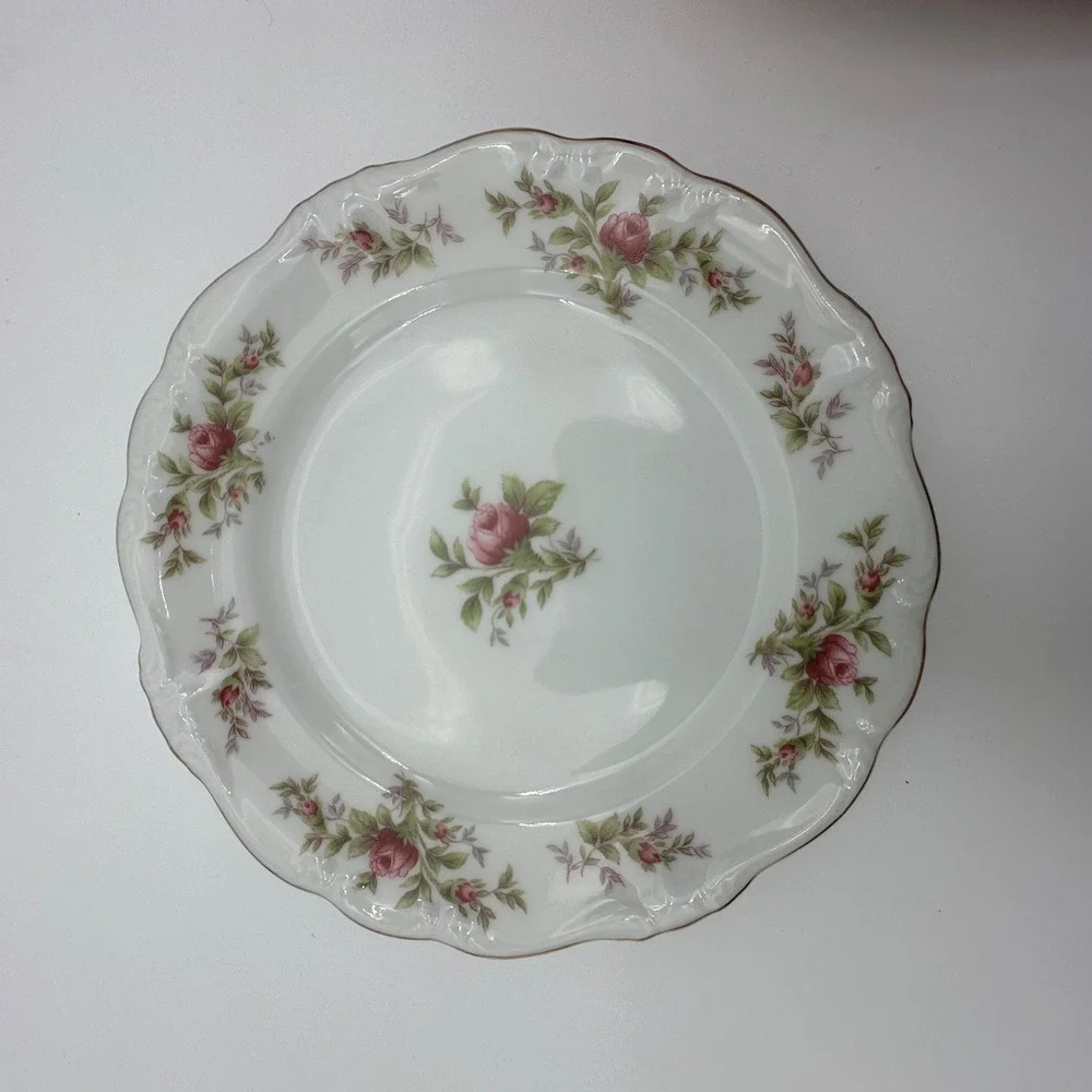 Johann Haviland Bavaria Moss Rose Bread and Butter Plates Set of 5 Gold Trim